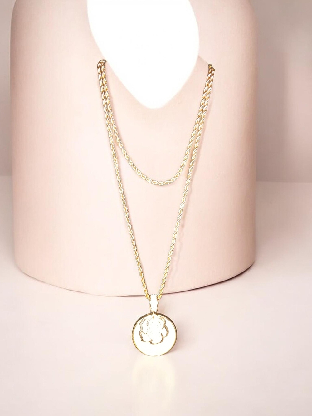 Gold-Tone Floral Crystal Pendant Necklace - Rose/Gold - Picture 2 of 2